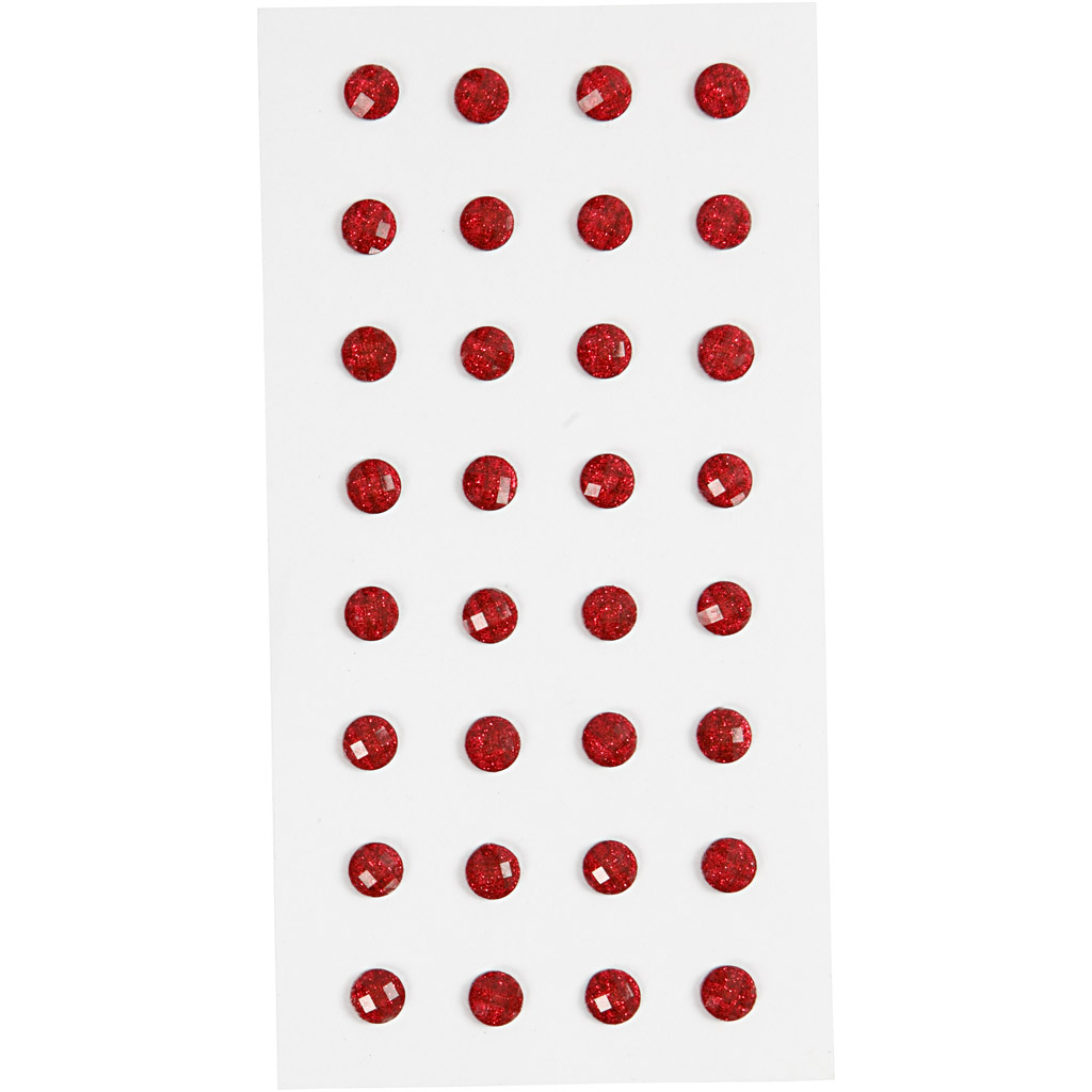 Pierres de strass, d: 8 mm, rouge, 32 pièce/ 1 Pq.