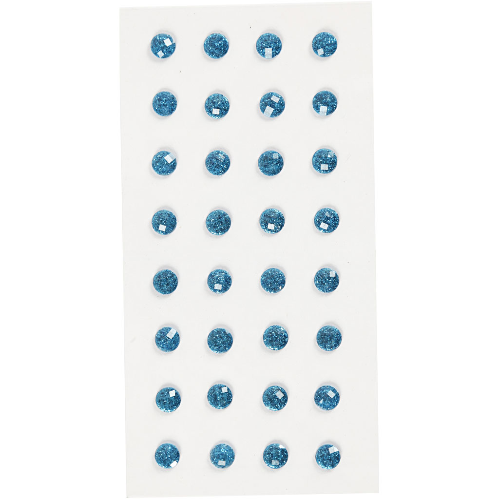 Strasstenen, blauw, d: 8 mm, 32 stuks