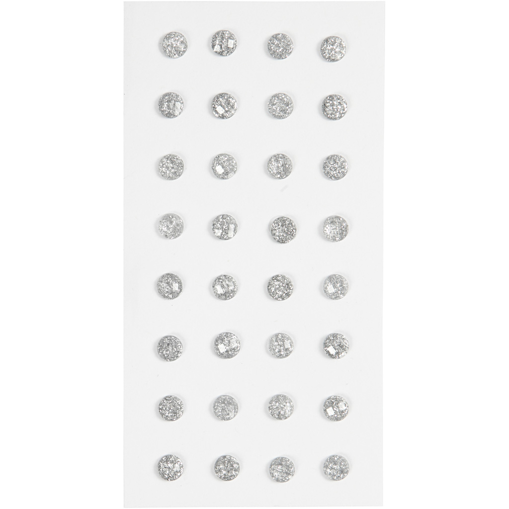 Strasstenen, zilver, d: 8 mm, 32 stuks