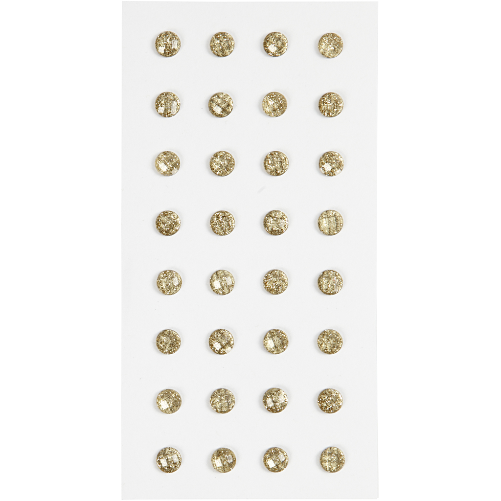 Strasstenen, goud, d: 8 mm, 32 stuks