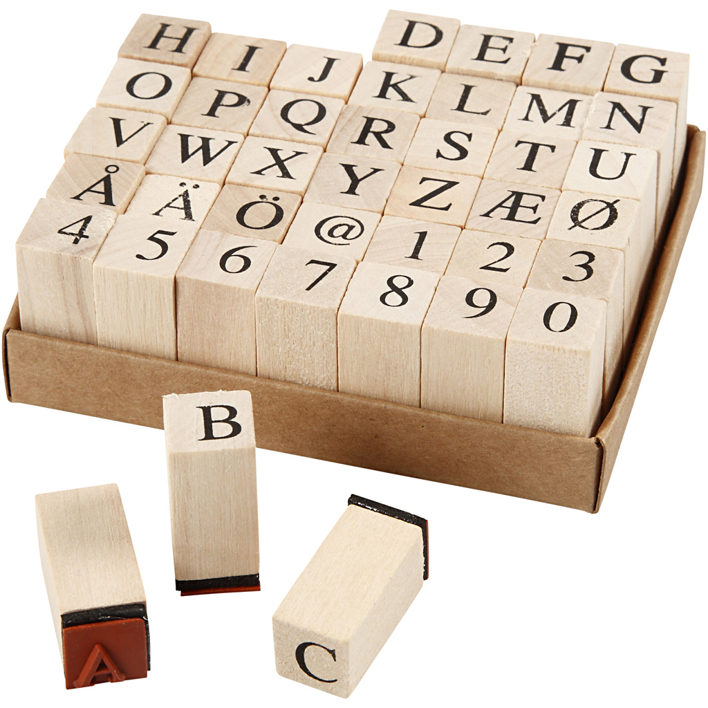 Stempels alfabet, H: 8 mm, 13x13 mm, 42 stuks