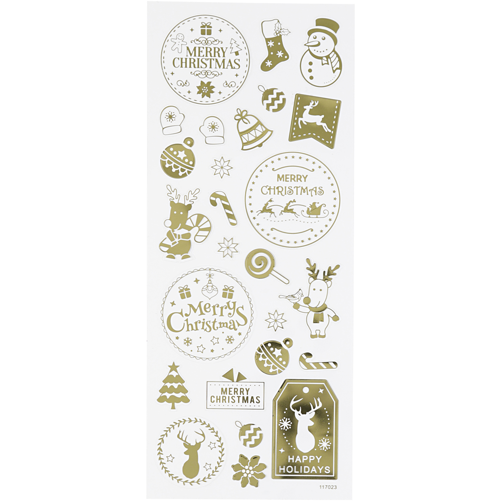 Stickers, goud, Kerst, 10x24 cm, 1 vel