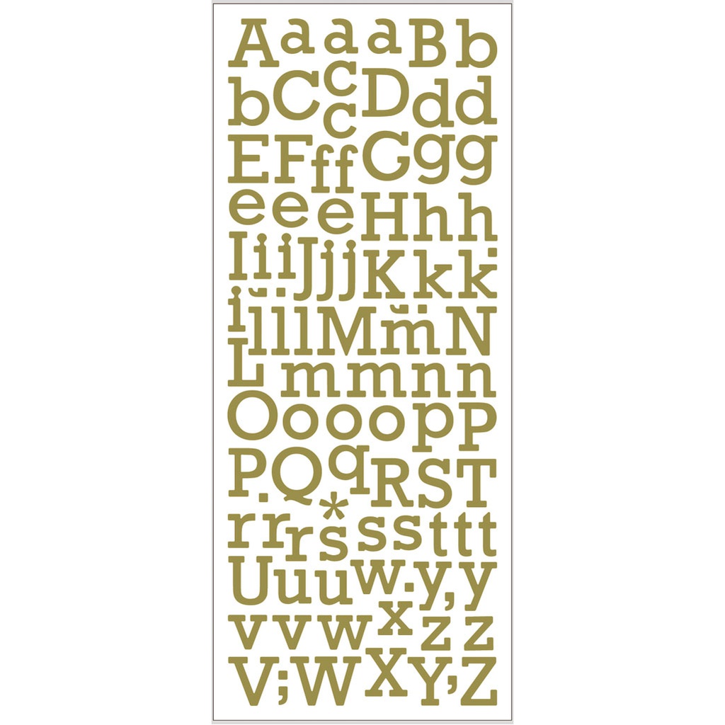 Autocollants scintillants, lettres, 10x24 cm, or, 1 feuille