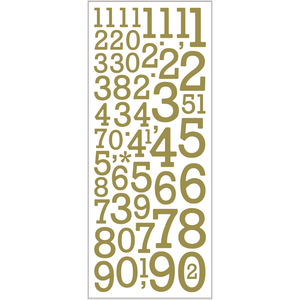 Glitterstickers, goud, cijfers, 10x24 cm, 2 vel/ 1 doos