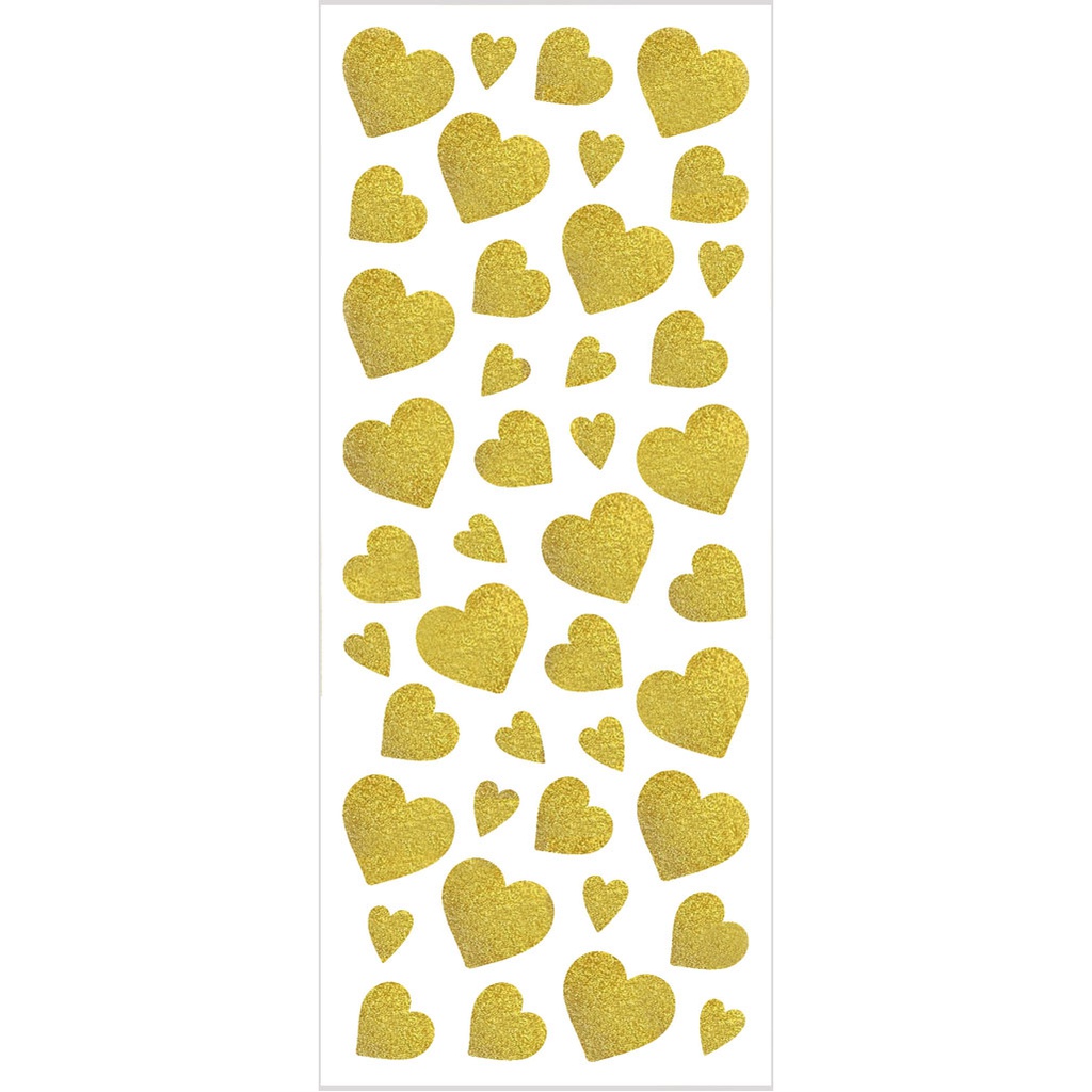 Glitterstickers, goud, harten, 10x24 cm, 2 vel/ 1 doos