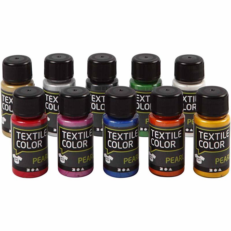 Textile Color, diverse kleuren, parelmoer, 10x50 ml/ 1 doos
