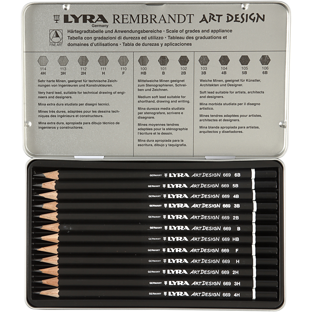 Crayons de dessin Lyra Art Design - Set, dureté F, 12 pièce/ 1 Pq.