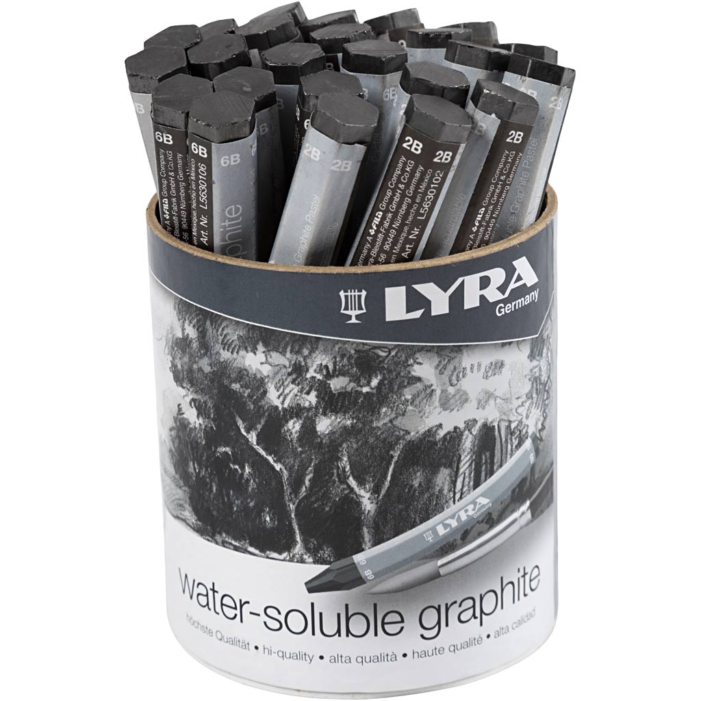 Crayons graphites aquarellables, L: 6,5 cm, 24 pièce/ 1 Pq.