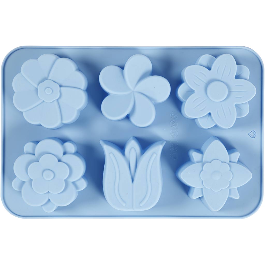 Silicone vormen, lichtblauw, bloemen, 75ml, 1 stuk