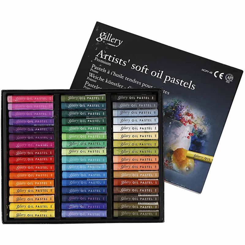 Gallery Oliepastel Premium, diverse kleuren, L: 7 cm, dikte 10 mm, 48 stuks
