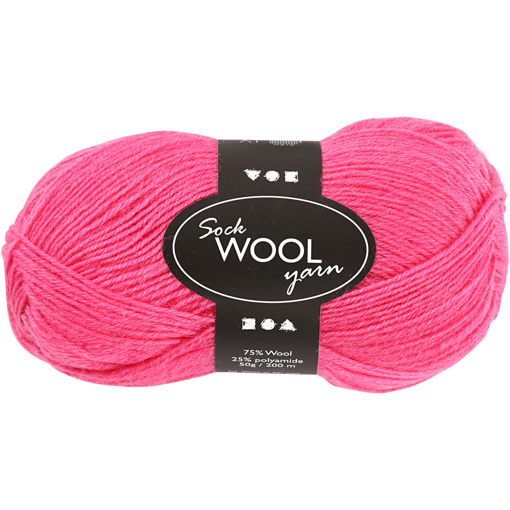 Pelote de laine pour chaussettes, L: 200 m, rose, 50 gr/ 1 boule