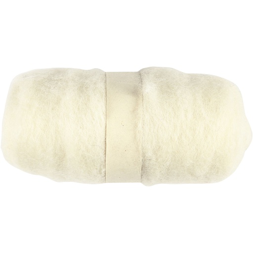[CR451#010] Pelote de laine cardée 100gr - Blanc