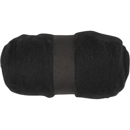 [CR451840] Gekaarde wol, zwart, 100 gr