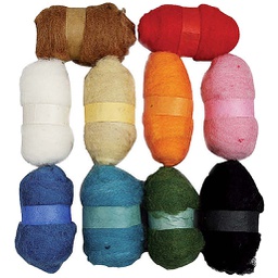 [CR45196] Gekaarde wol, diverse kleuren, 10x25 gr/ 1 doos