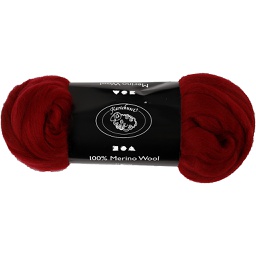 [CR46#085] Merino wol, 21 micron, 100 gr, dark red