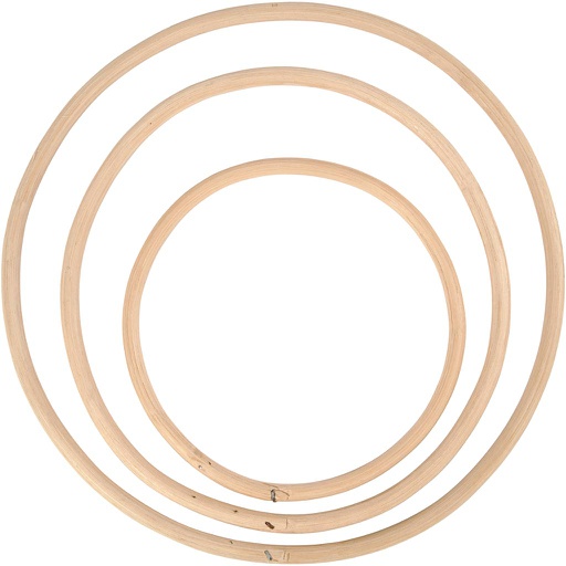 [CR50238] Bamboe ringen, d: 15,3+20,3+25,5 cm, 3 stuk/ 1 set