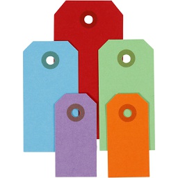 [CR51009] Cadeaulabels, diverse kleuren, afm 3x6+4x8+5x10 cm, 500 stuk/ 1 doos