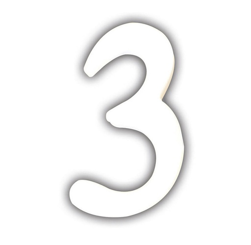 [DE-ABC#343] Décopatch Alfabet klein Cijfer 12cm 3 - Wit