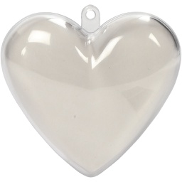 [CR52149] Deco hart, transparant, H: 6,5 cm, 10 stuks