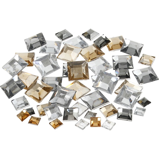 [CR52185] Strasstenen, gouden glans, vierkant, afm 6+9+12 mm, 360 stuks