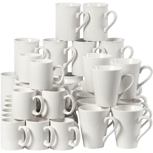 [CR55601] Tasse en porcelain, H: 7-10 cm, blanc, 48 pièces