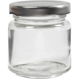 [CR55907] Glazen pot, transparant, H: 6,5 cm, d: 5,7 cm, 100 ml, 12 stuks