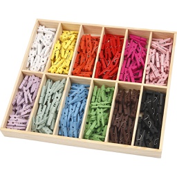 [CR56449] Wasknijpers, diverse kleuren, L: 25mm, B: 3mm, 12x12 stuks