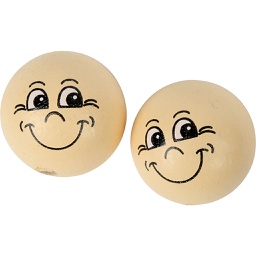[CR57098] Houten ballen met gezichten, licht beige, d: 22 mm, 10 stuk/ 1 doos