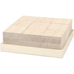[CR57398] Houten blokken, afm 4x4x4 cm, 9 stuk/ 1 doos