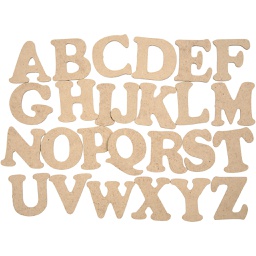 [CR574461] Houten letters, H: 4 cm, dikte 2,5 mm, 26stuks