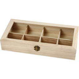 [CR57728] Presentatiebox hout, met glazen deksel, 32 x 16 x 6 cm