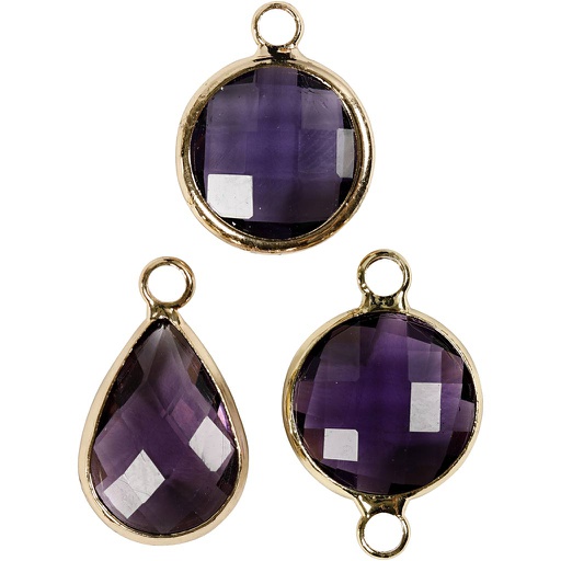 [CR6102#5] Pendentif pour bijoux, H: 15-20 mm, diamètre intérieur 2 mm, violet, 1 Pq.