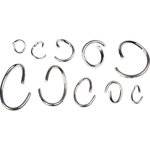 [CR61381] Ringen ovaal en rond, assortiment, zilver - 800 stuks