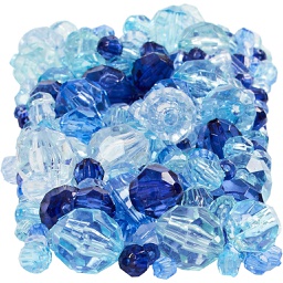 [CR61882] Facet glaskralen mix, blauw, d: 4-12 mm - 250 gr