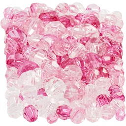 [CR61884] Facet glaskralen mix, pink, d: 4-12 mm - 250 gr