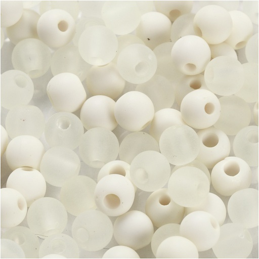 [CR69588] Perles en plastique, d: 6 mm, diamètre intérieur 2 mm, crème, 40 gr/ 1 Pq.