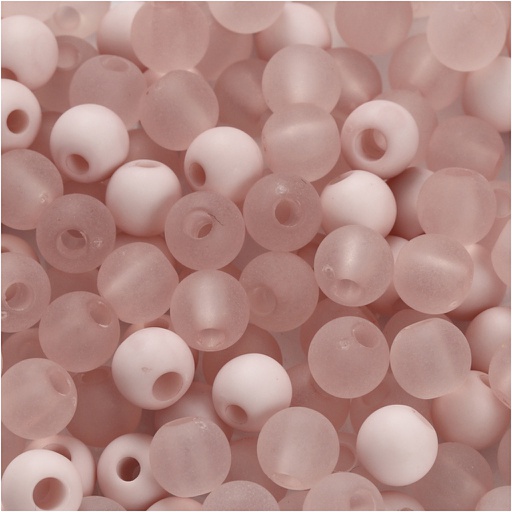 [CR69591] Perles en plastique, d: 6 mm, diamètre intérieur 2 mm, rose, 40 gr/ 1 Pq.