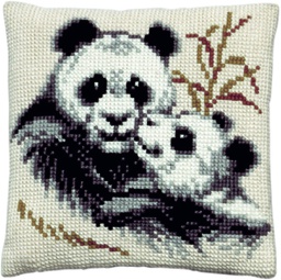 [PA4041#091] Kruissteekkussen 40x40cm, Panda's