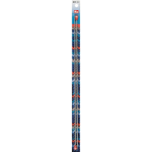 [S53040#25] Aiguilles à tricoter à boule alu gris-perle 40 cm 2,50 mm, 2 pièces, lot de 5