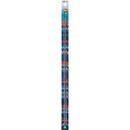 [S53040#20] Aiguilles à tricoter à boule alu gris-perle 40 cm 2,00 mm, 2 pièces, lot de 5