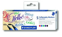 [S3002C5] Staedtler Calligraph, kalligrafiestift met dubbele punt 2,00 - 3,5mm - set 5 kleuren