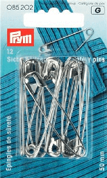 [085202] Veiligheidsspelden staal No. 3 zilverkleurig 50 mm, 12 stuks