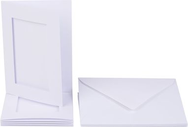 [FOL1305#00] Passepartouts 220g/m², 10,5x15cm, rechthoekig gesneden, 5 kaarten en enveloppen, wit