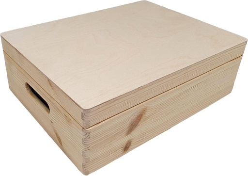 [054018] Opbergbox met deksel, 40x30x14 cm - Dennenhout