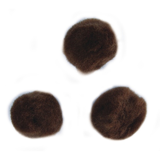 [R76512#04] Pompons, 15 mm, zak à 60 st., m.bruin