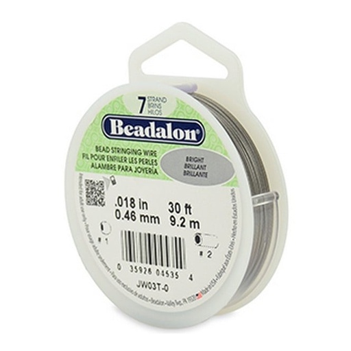 [890050] Beadalon Fil cablé 0,46mm, Argent - 9,20m
