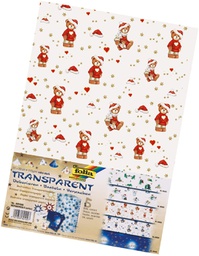 [FOL89409] Transparant papier 115g/m² Kerst, 23x33cm, 5 vellen gesorteerd*
