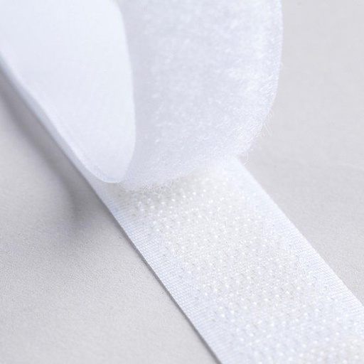 [008011] Velcro (velours+crochet), 20mm, à coudre, blanc, 2.5m