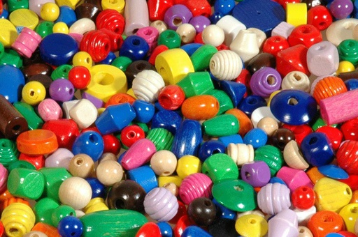 [100399] Perles en bois, assortiment couleurs primaires, 200gr