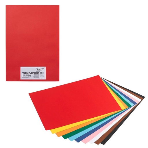 [FOL605] Papier à dessin teinté 130g/m², DIN A4, 100 flles, coloris assortis